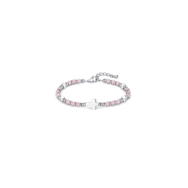 Perlenarmband "Kreuz" - rosa