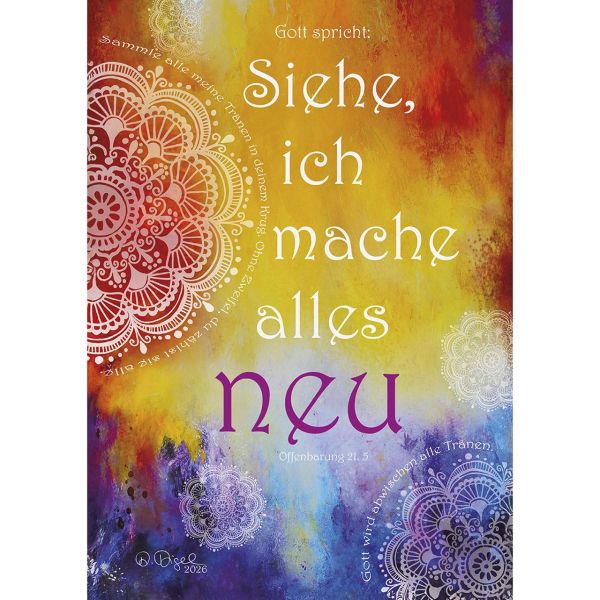 Jahreslosung 2026 - Postkarten, 4 Stk Aquarell