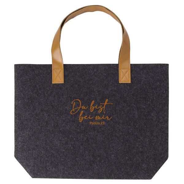 Einkaufstasche Filz "Du bist bei mir" - dunkelgrau