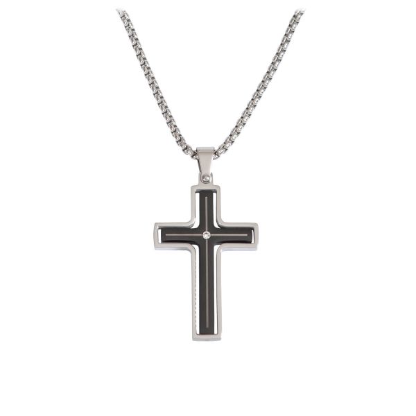 Halskette mit Anhänger Kreuz/Strass-Stein