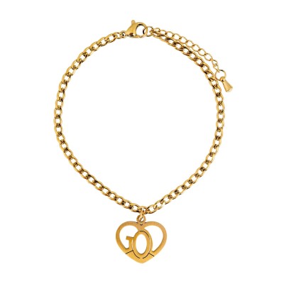 Armband mit Anhänger Herz "GOD" - goldfarben