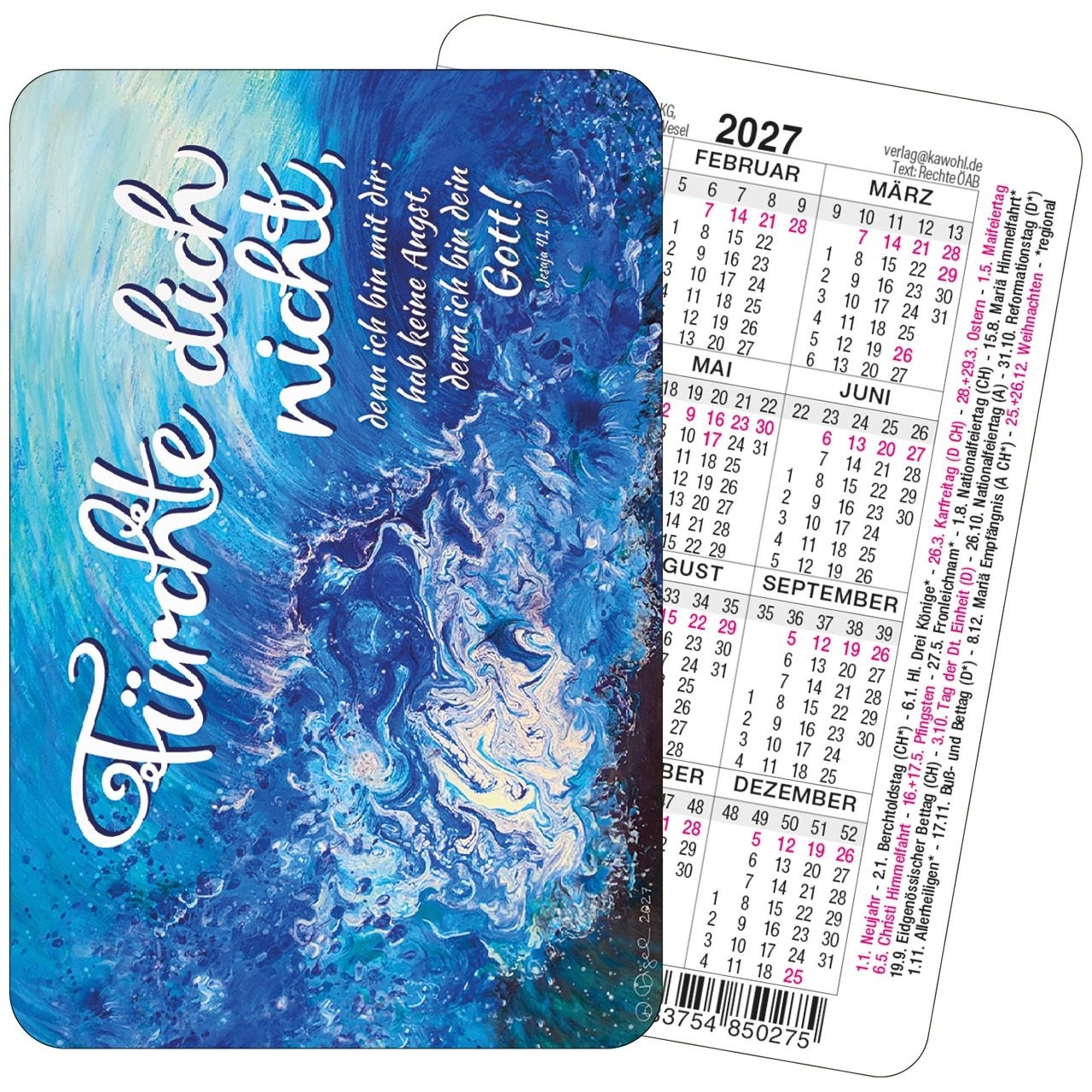 Jahreslosung 2027 - Spielkartenkalender Aquarell
