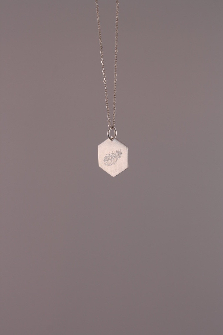 Kette mit Anhänger "Feder" Silber