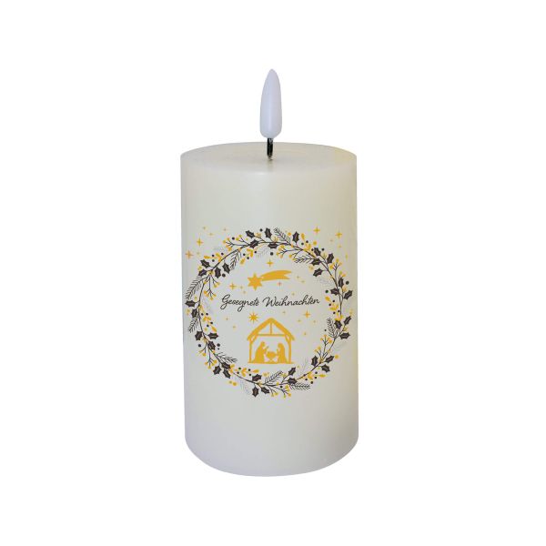 LED-Echtwachskerze "Gesegnete Weihnachten"