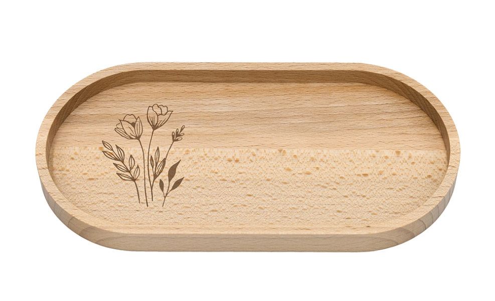 Holztablett "Blumen und Gräser"