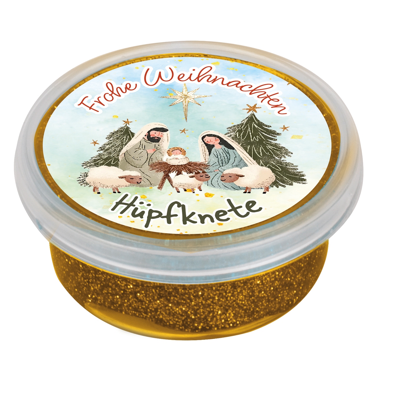 Springknete: Frohe Weihnachten (Krippe) - mit Glitzer