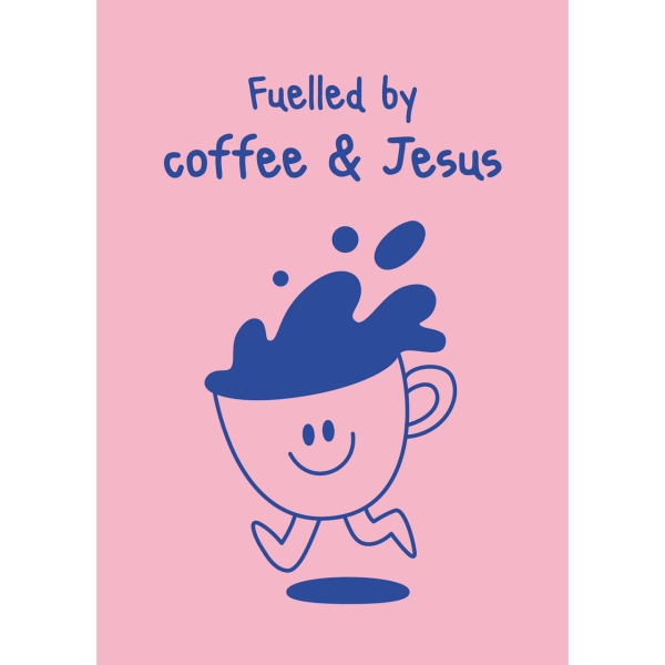 Postkarten: Fuelled by coffee & Jesus 4 Stück