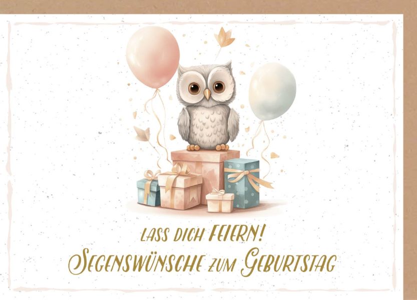 Faltkarte "Zum Geburtstag" - Eule