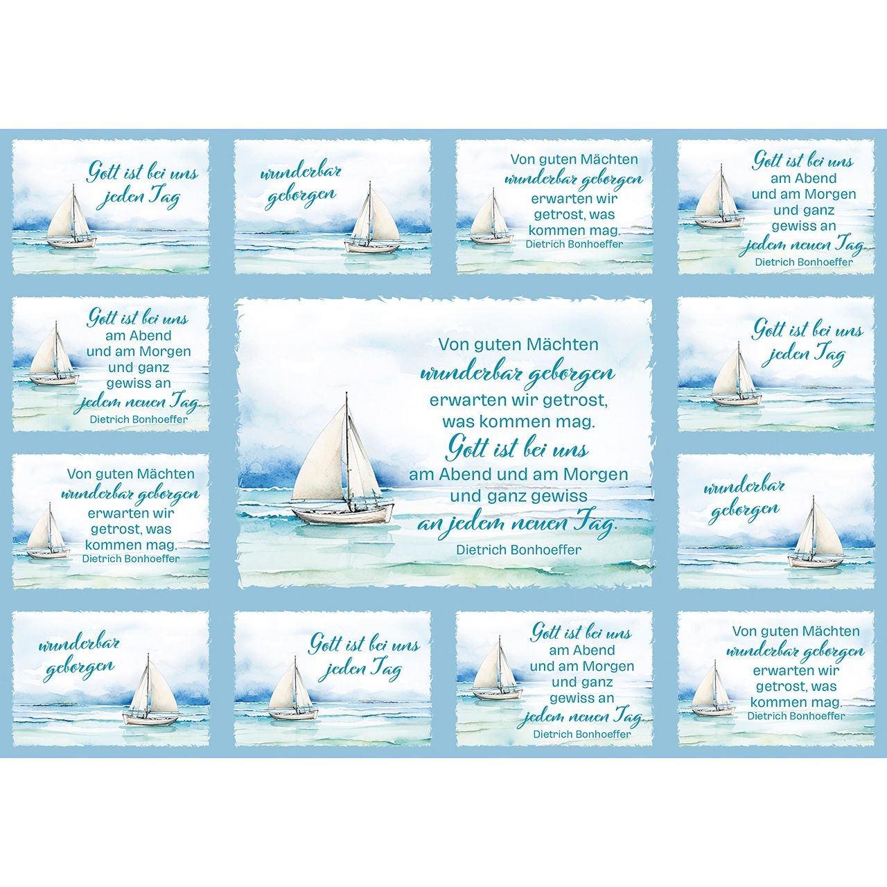 Aufkleber-Grußkarten: Von guten Mächten, 4 Stück