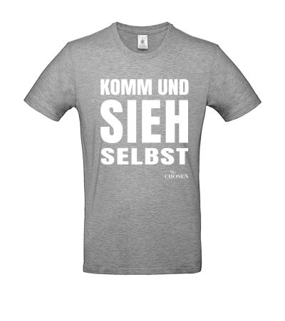 T-Shirt "Komm u.sieh selbst" hellgrau, M