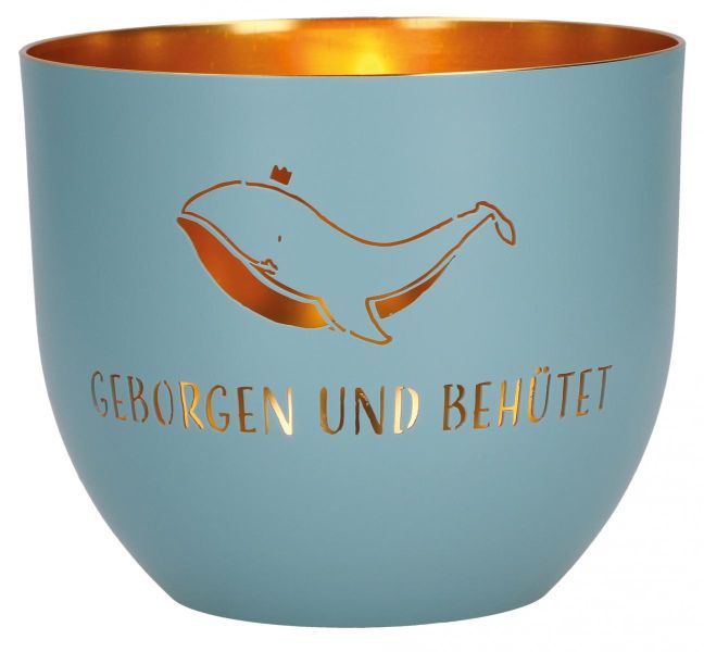 Windlicht LichterZeit "Geborgen und behütet" - blau