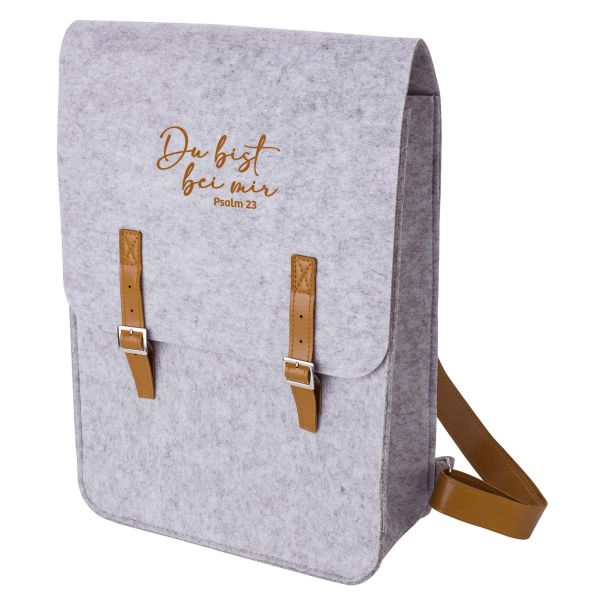 Rucksack Filz "Du bist bei mir" - hellgrau