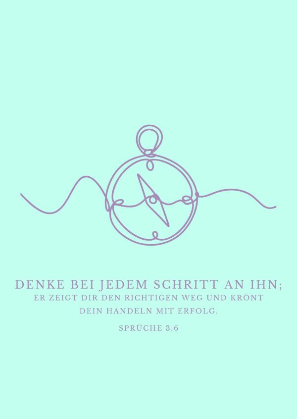 Postkarte "One Line - Kompass"