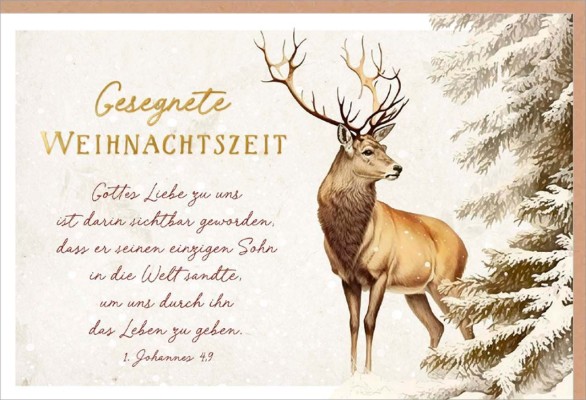 Faltkarte "Gesegnete Weihnachtszeit"/Hirsch