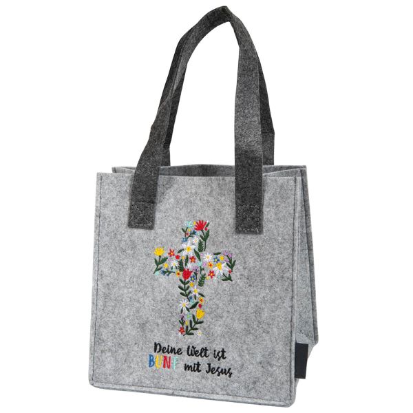Geschenktasche "Deine Welt ist bunt mit Jesus" - Filz