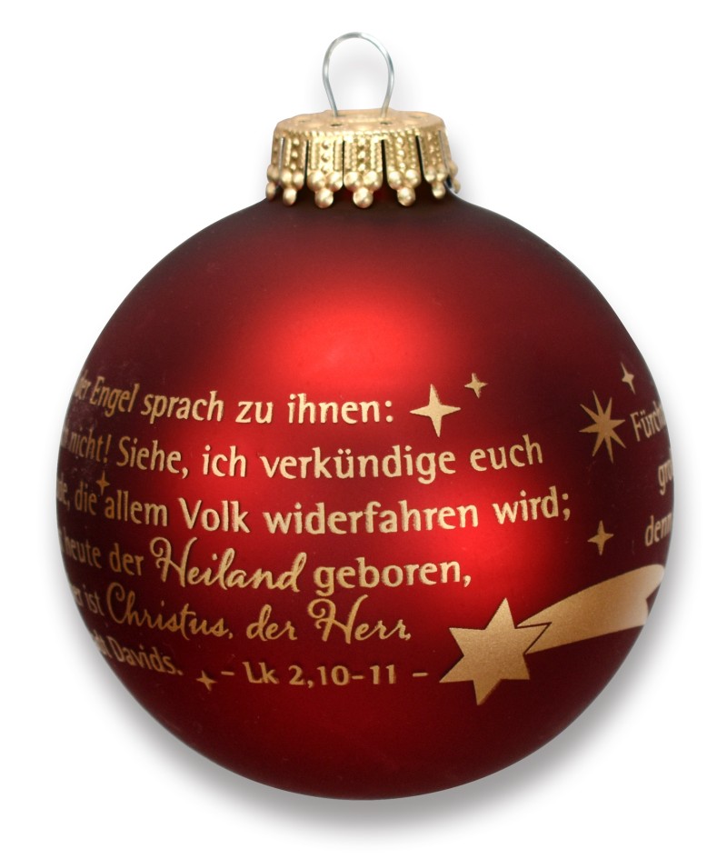 Christbaumkugel - "Und der Engel sprach" rot
